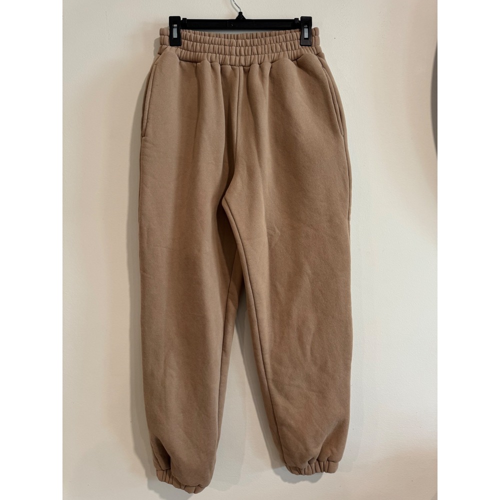 Comfrt Signature Sweatpants Womens Small Tan High Waisted Fleece Joggers lounge